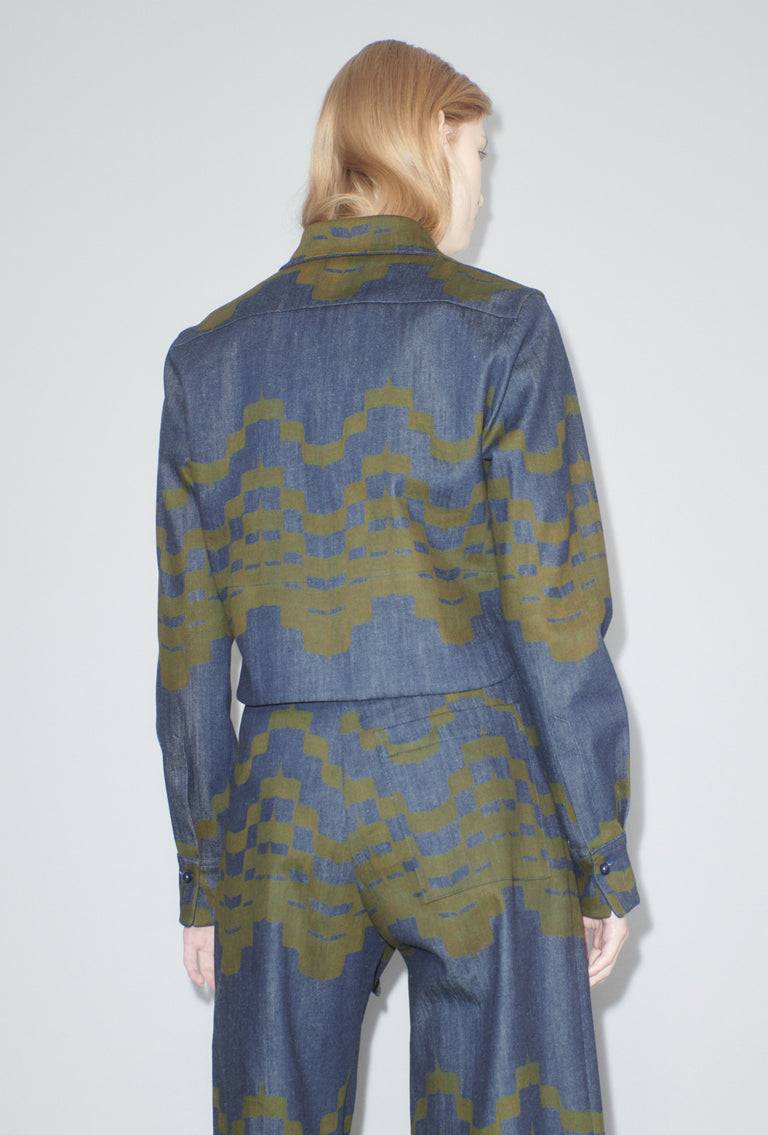 Odeeh Pigment Print Bluse, Dark Moss