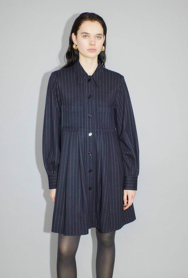 Odeeh Pin Stripe Jersey Kleid, Navy