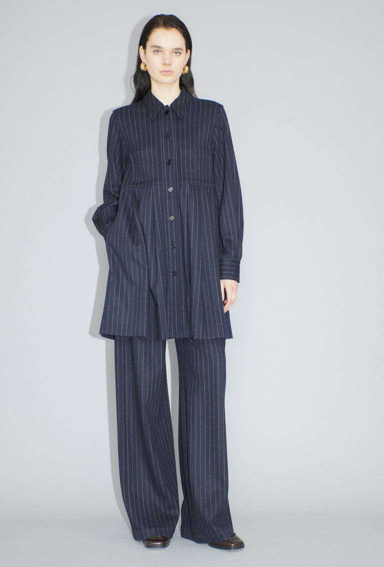 Odeeh Pin Stripe Jersey Kleid, Navy