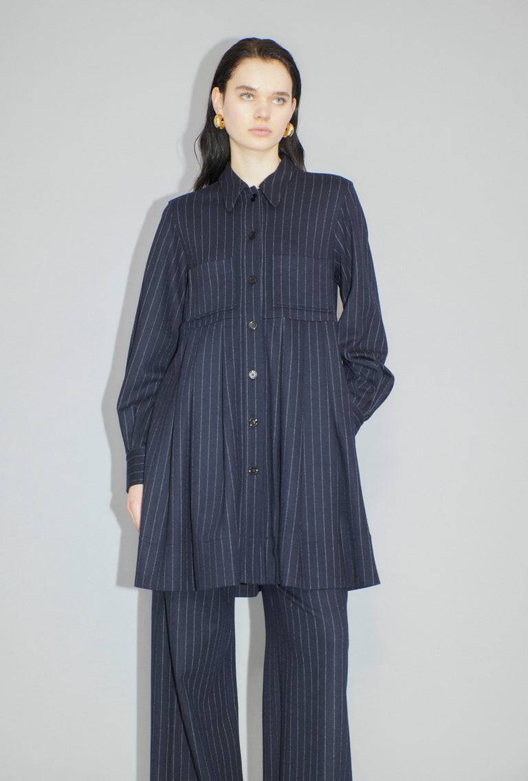 Odeeh Pin Stripe Jersey Kleid, Navy
