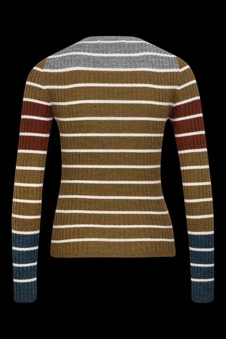 Odeeh Placed Stripe Pullover, Greengold