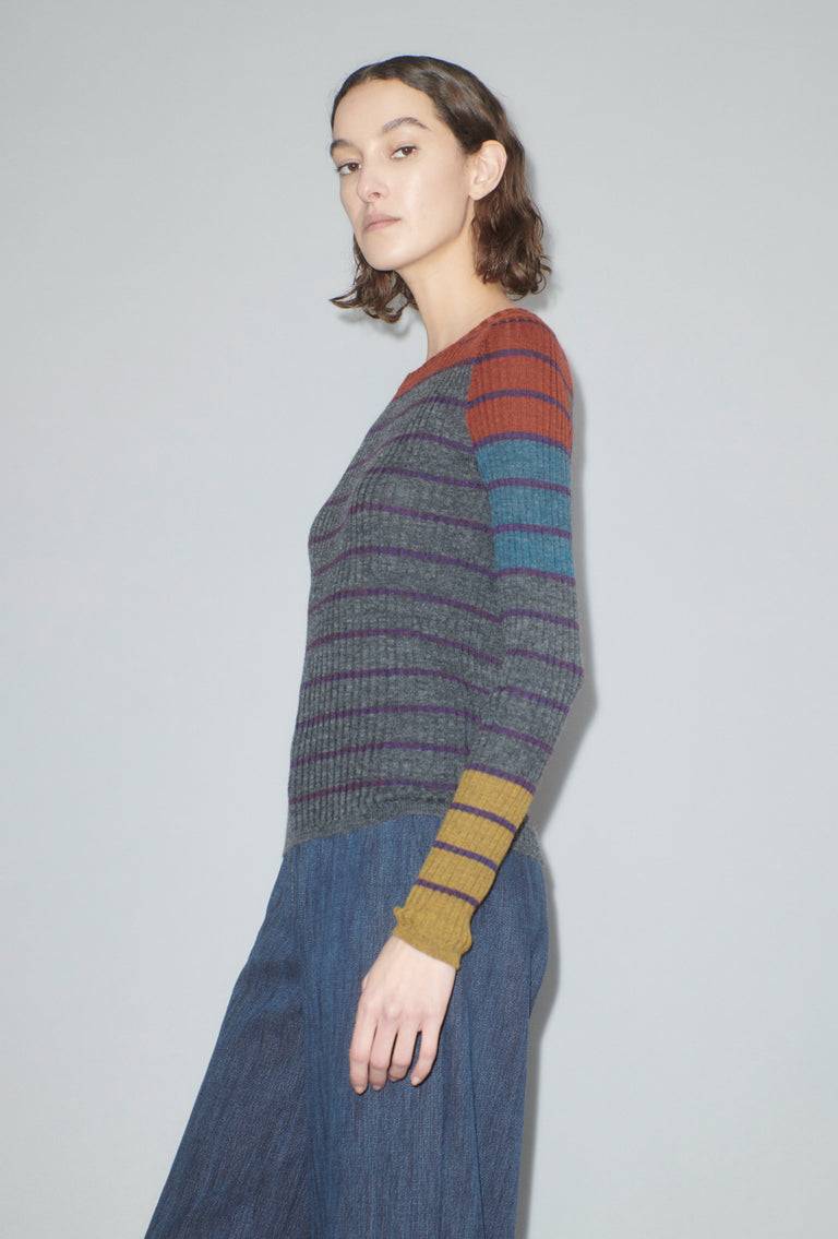 Odeeh Placed Stripe Pullover, Shadow