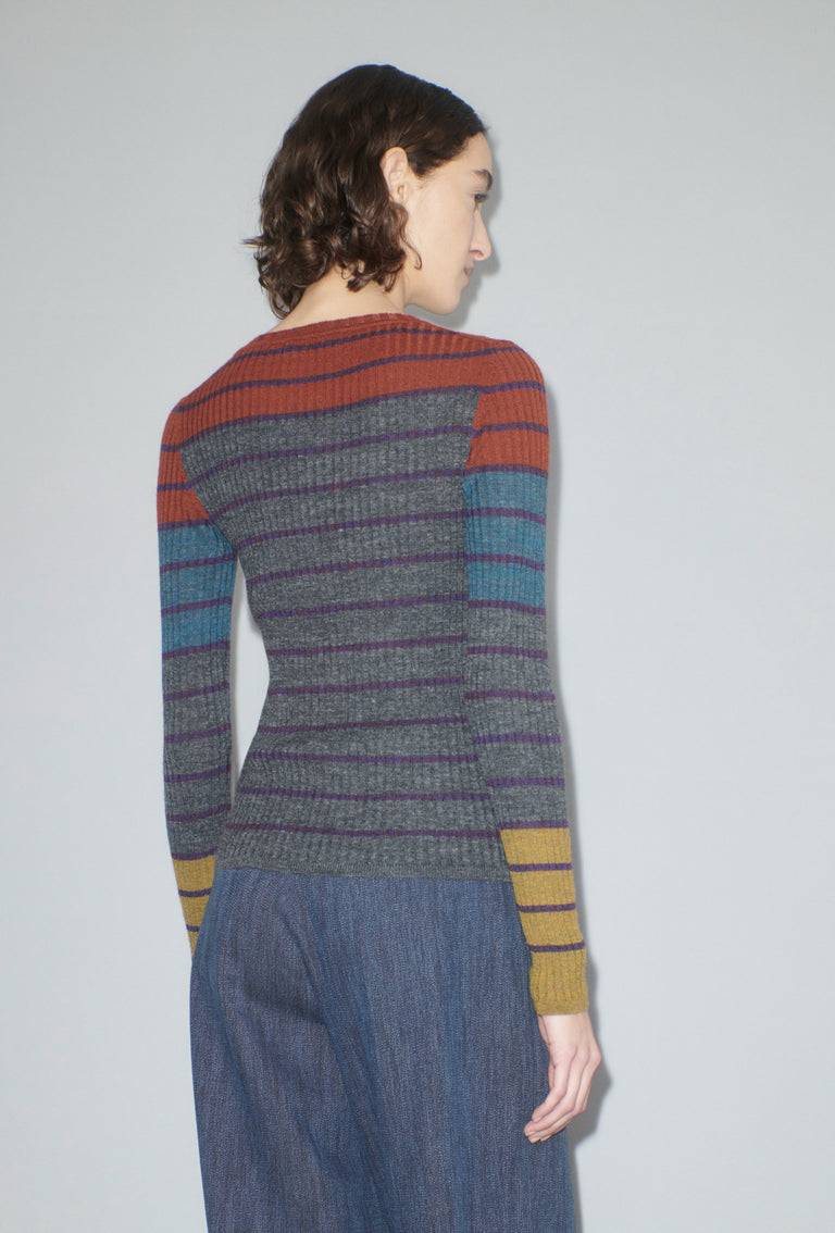 Odeeh Placed Stripe Pullover, Shadow