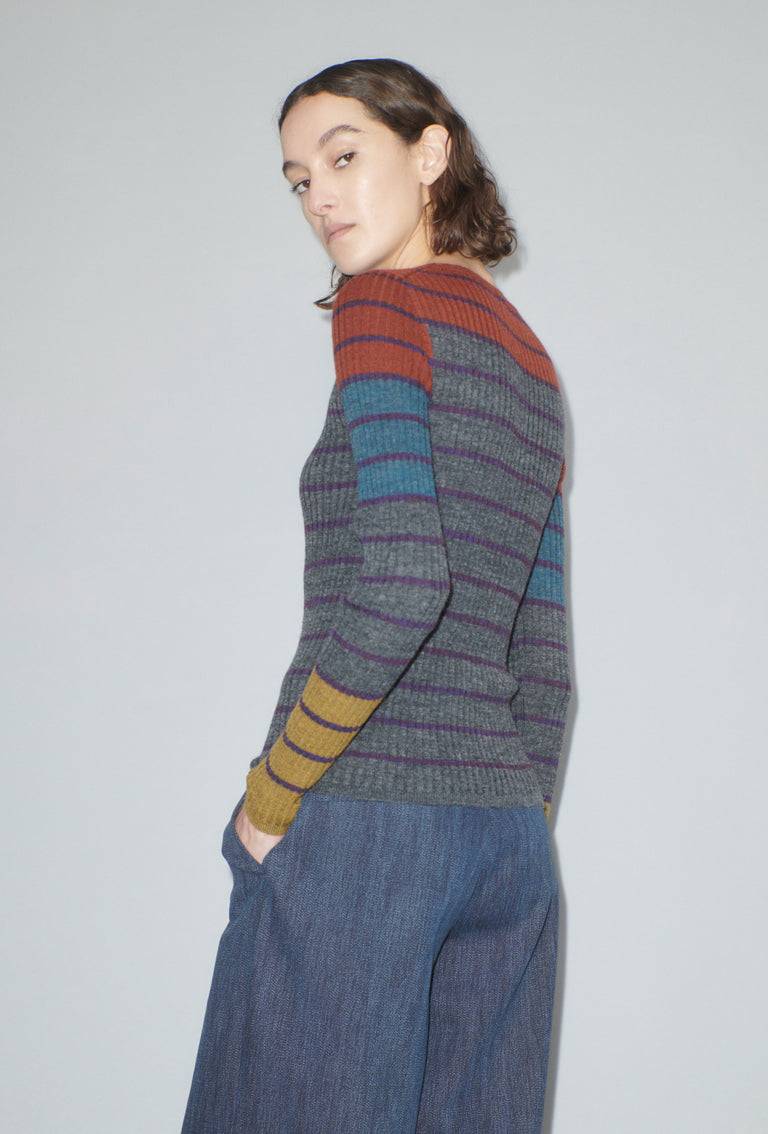 Odeeh Placed Stripe Pullover, Shadow