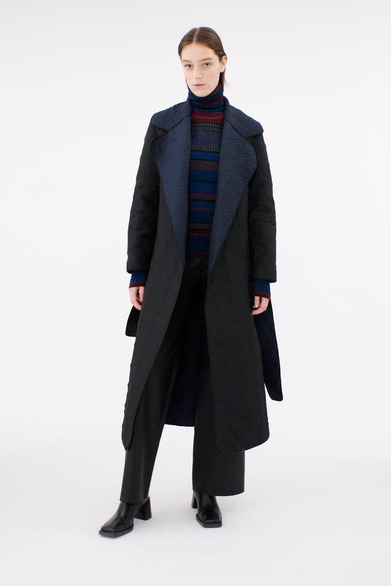 Odeeh Placed Stripe Wool Pullover, Vermillion