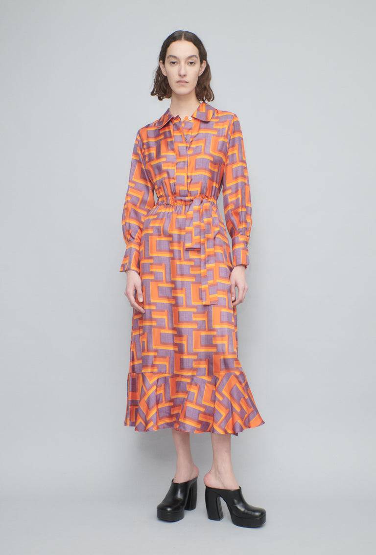 Odeeh Pop Art Maze Kleid, Glowing Orange