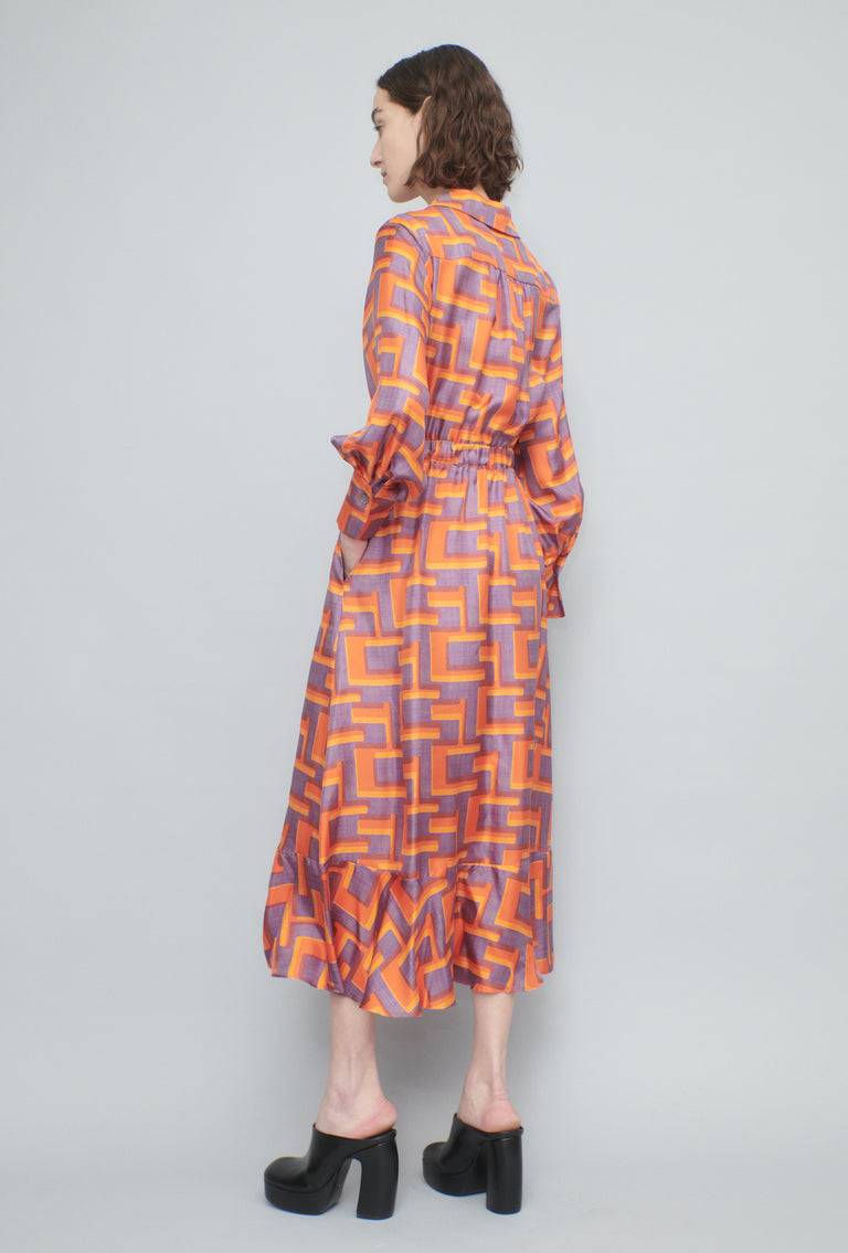 Odeeh Pop Art Maze Kleid, Glowing Orange