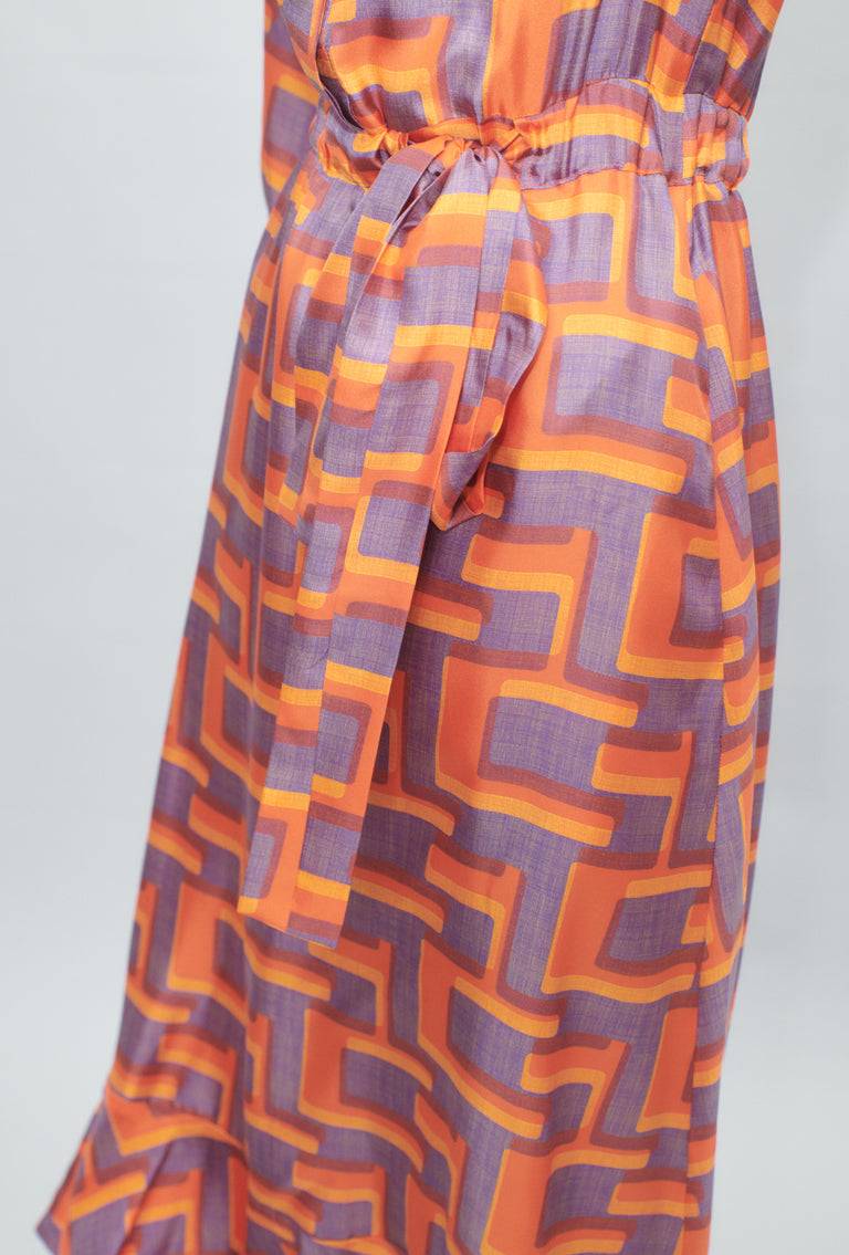 Odeeh Pop Art Maze Kleid, Glowing Orange