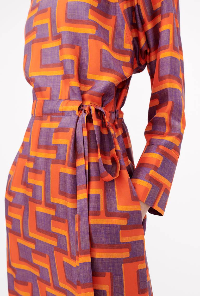 Odeeh Pop Art Maze Kleid, Glowing Orange