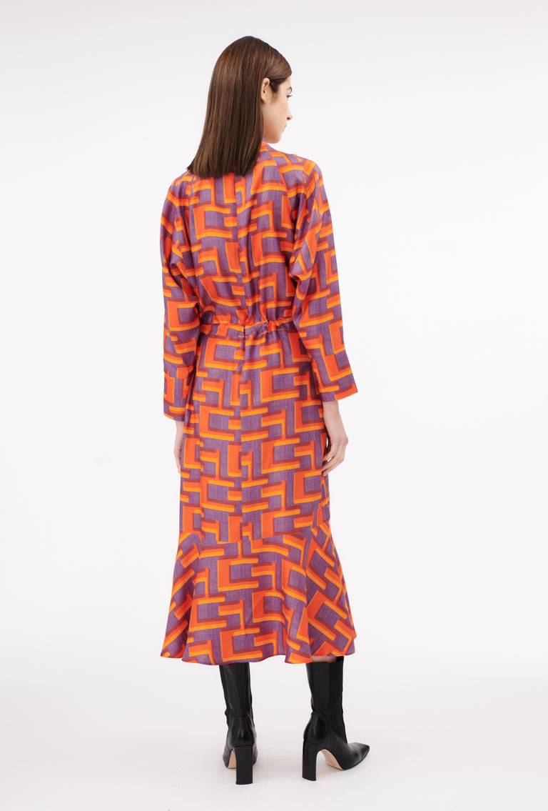 Odeeh Pop Art Maze Kleid, Glowing Orange