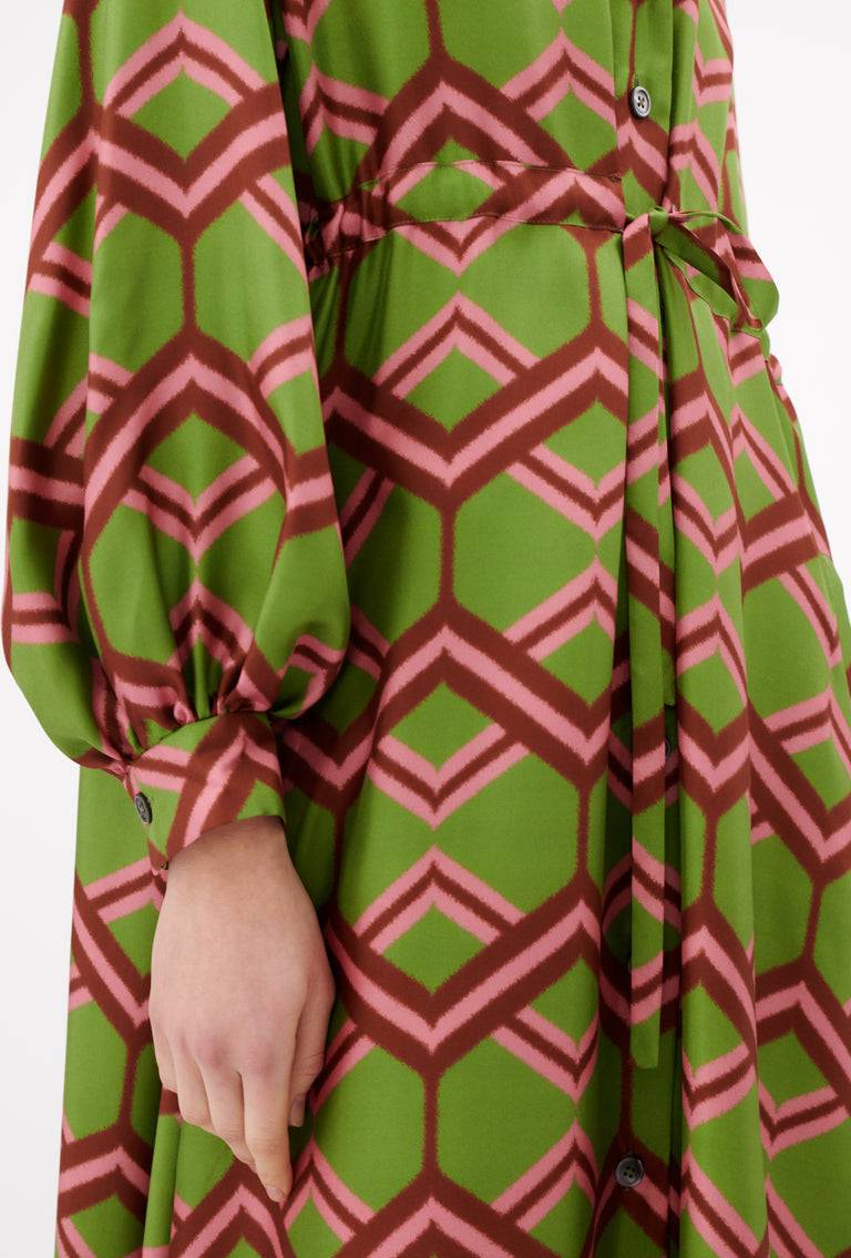 Odeeh Ribbon Zig Zag Kleid, Grass Green