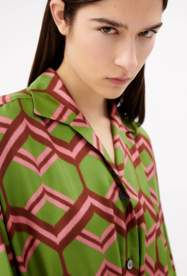 Odeeh Ribbon Zig Zag Kleid, Grass Green