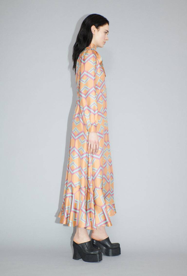 Odeeh Ribbon Zig Zag Kleid, Pale Peach