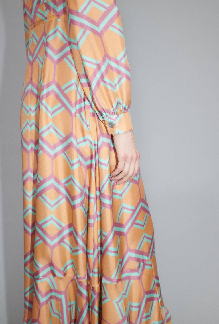 Odeeh Ribbon Zig Zag Kleid, Pale Peach