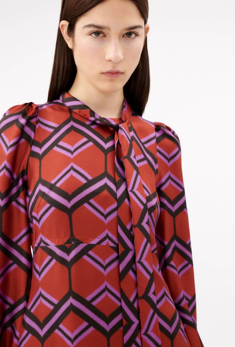 Odeeh Ribbon Zig Zag Kleid, Rusty Red