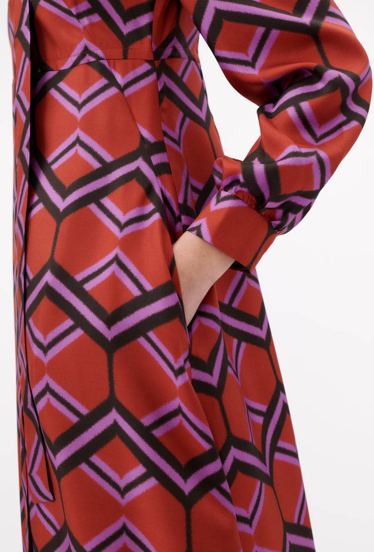 Odeeh Ribbon Zig Zag Kleid, Rusty Red