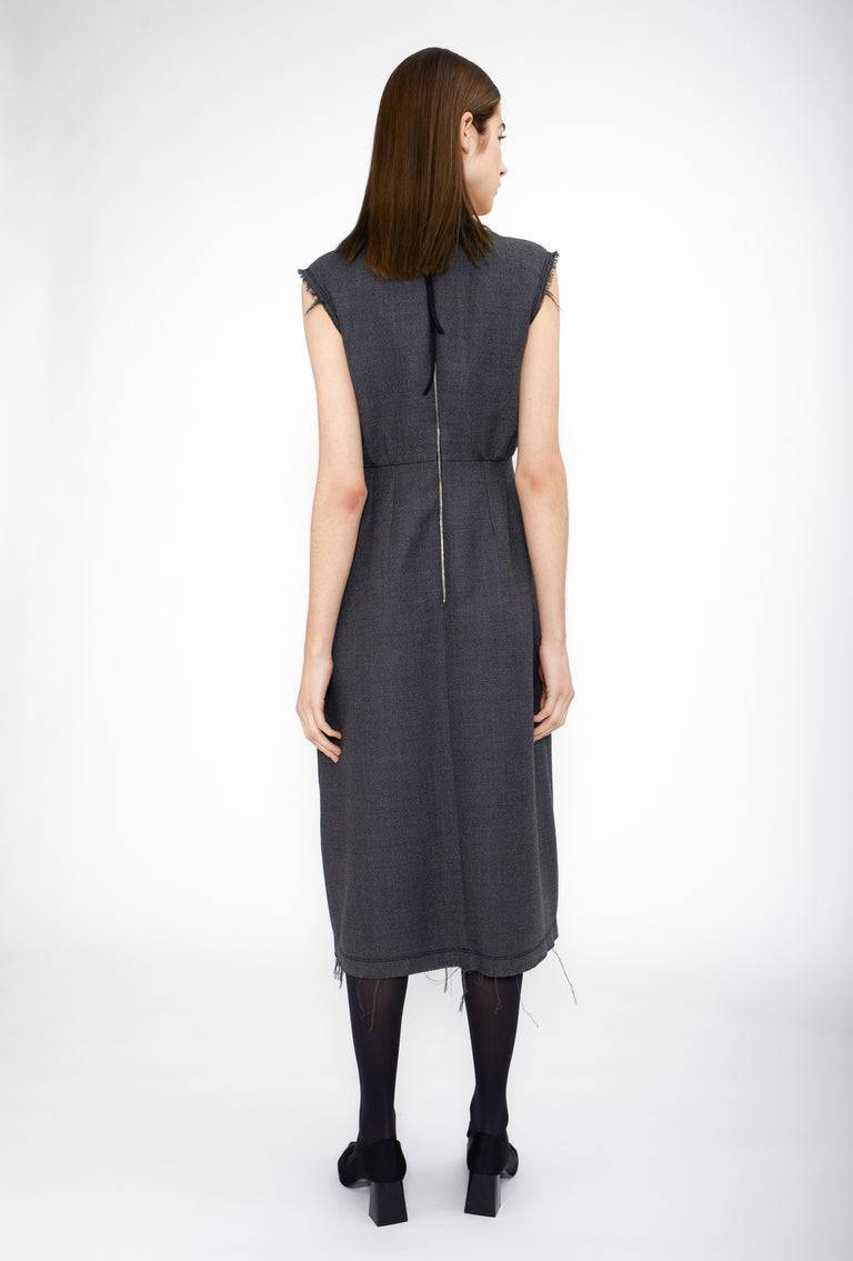 Odeeh Savile Row Wool Pique Kleid, Charcoal