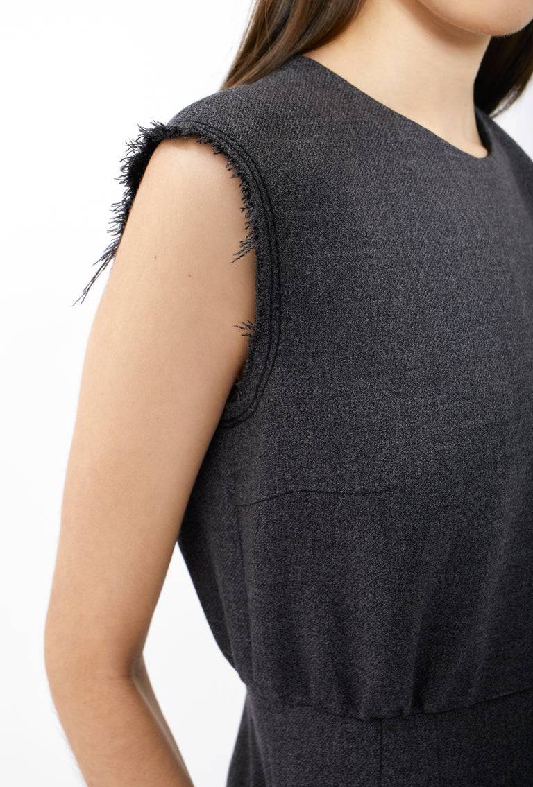 Odeeh Savile Row Wool Pique Kleid, Charcoal