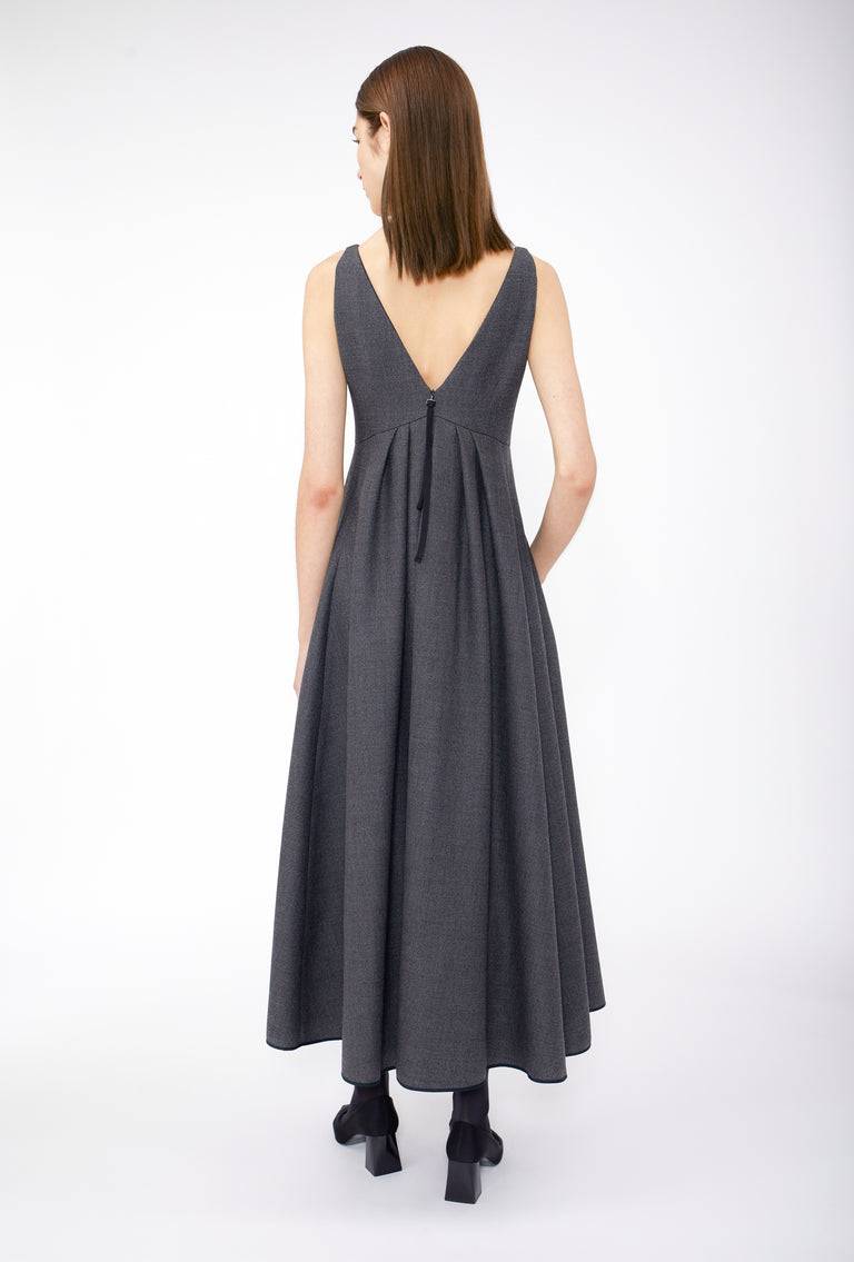 Odeeh Savile Row Wool Pique Kleid, Charcoal