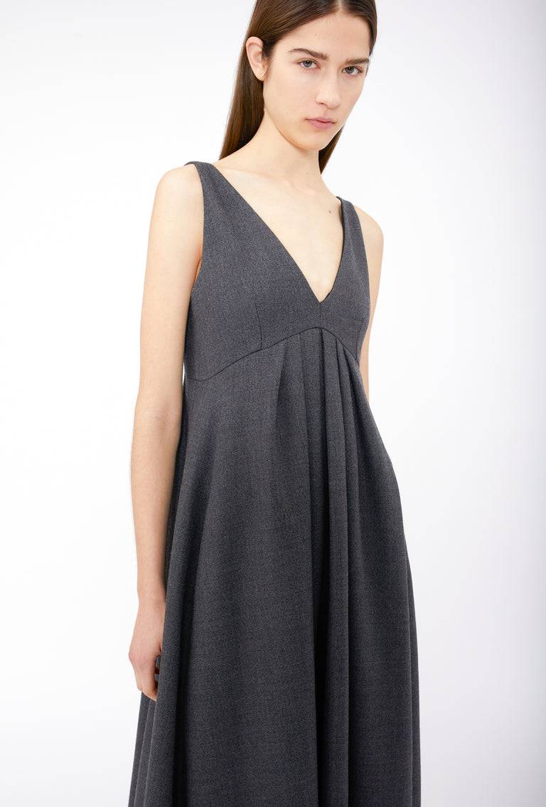 Odeeh Savile Row Wool Pique Kleid, Charcoal