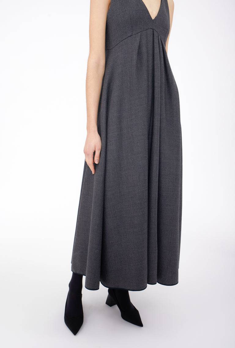 Odeeh Savile Row Wool Pique Kleid, Charcoal