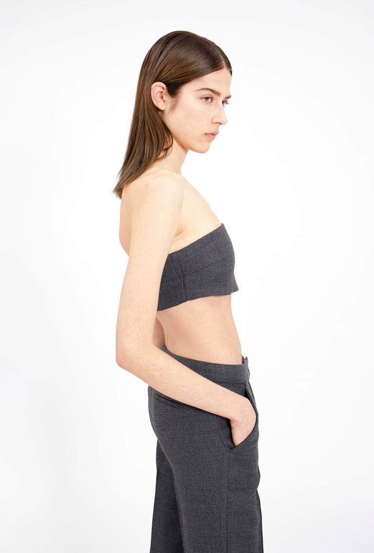 Odeeh Savile Row Wool Pique Top, Charcoal