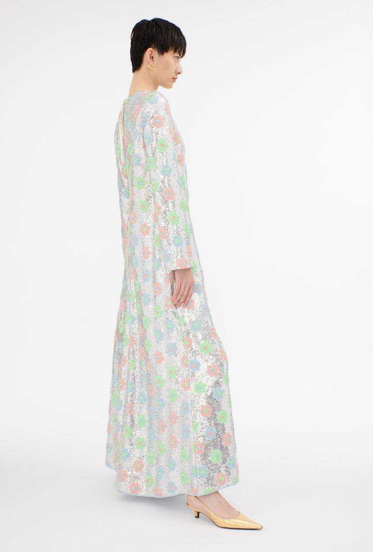 Odeeh Sequins Daisies Kleid, Silver