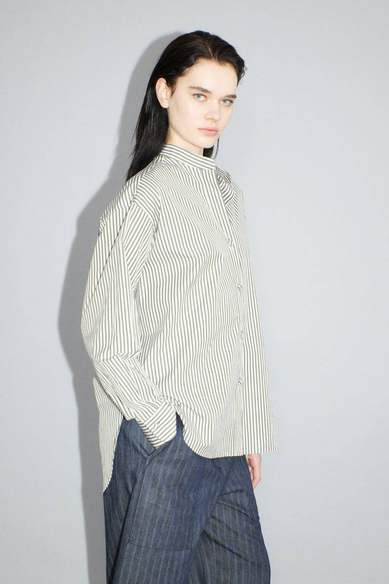 Odeeh Shirt Stripes Bluse, Dark Khaki