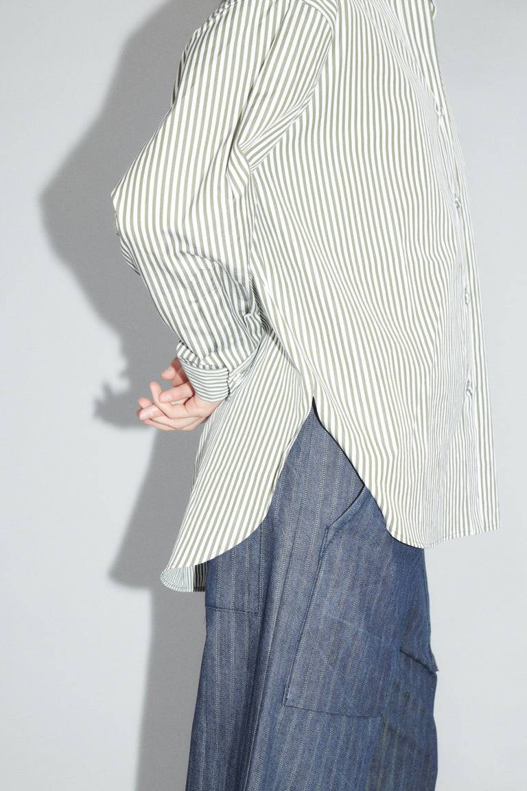 Odeeh Shirt Stripes Bluse, Dark Khaki