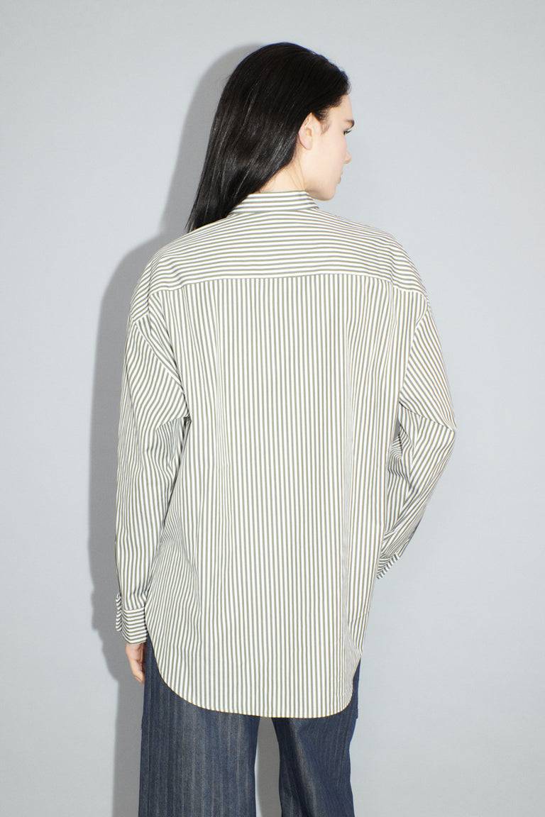 Odeeh Shirt Stripes Bluse, Dark Khaki