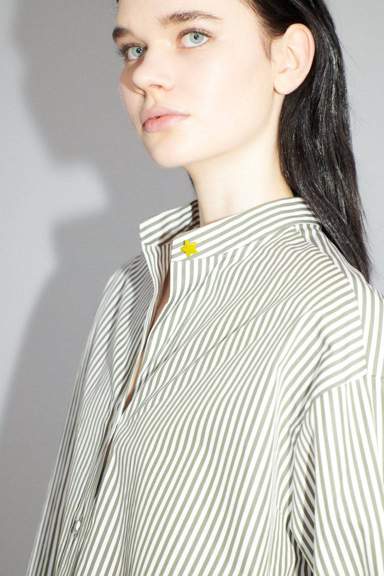 Odeeh Shirt Stripes Bluse, Dark Khaki