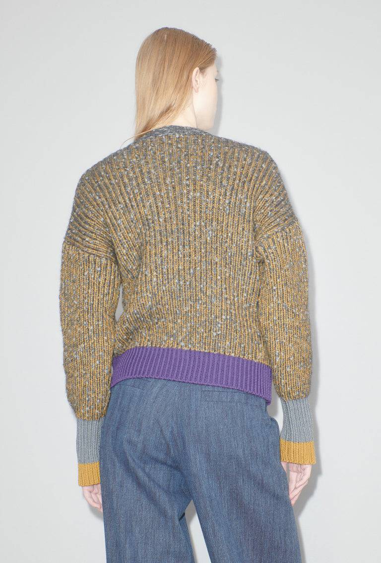 Odeeh Slub Tweed Cardigan, Olive Brown