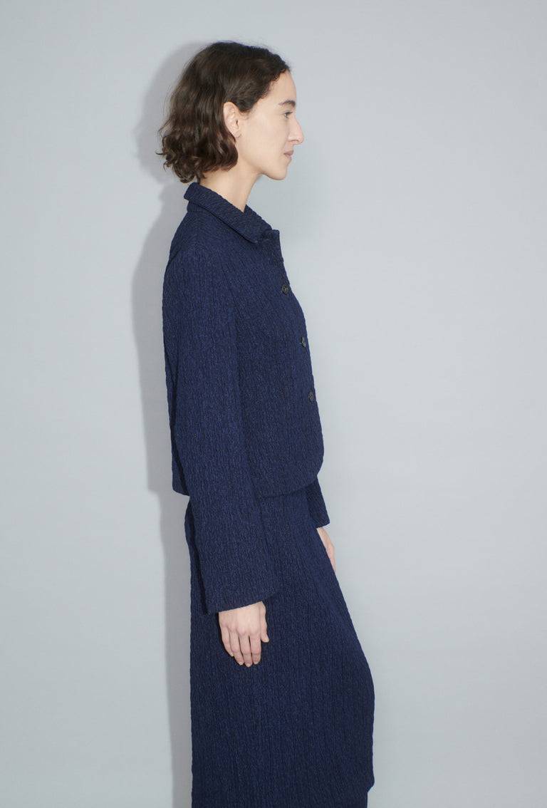Odeeh Stretch Cloqué Jacke, Indigo