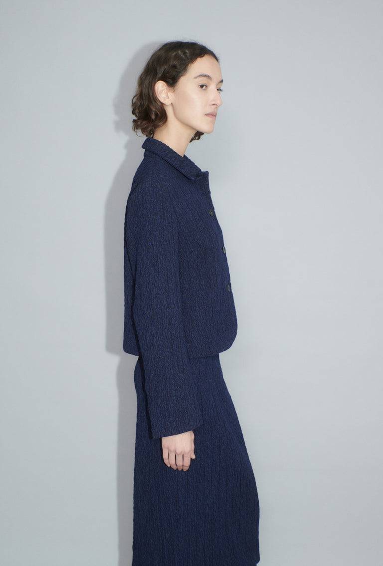 Odeeh Stretch Cloqué Jacke, Indigo