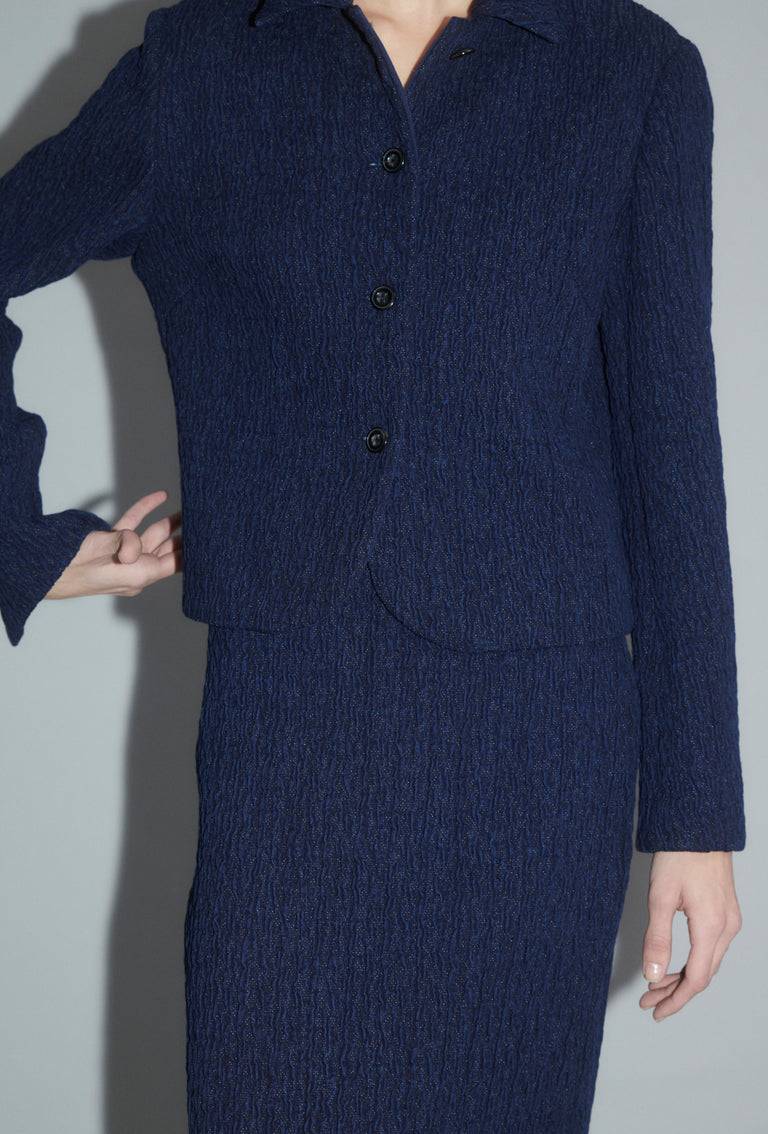 Odeeh Stretch Cloqué Jacke, Indigo