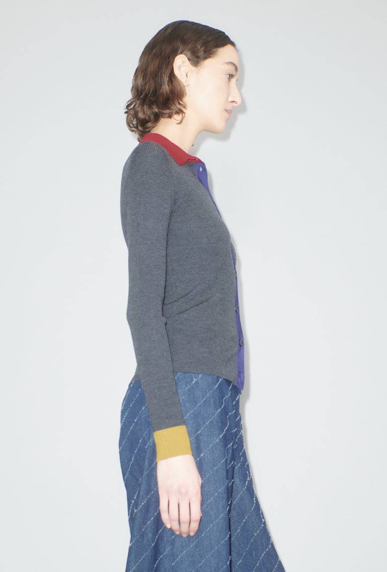 Odeeh Stretch Merino Cardigan, Charcoal