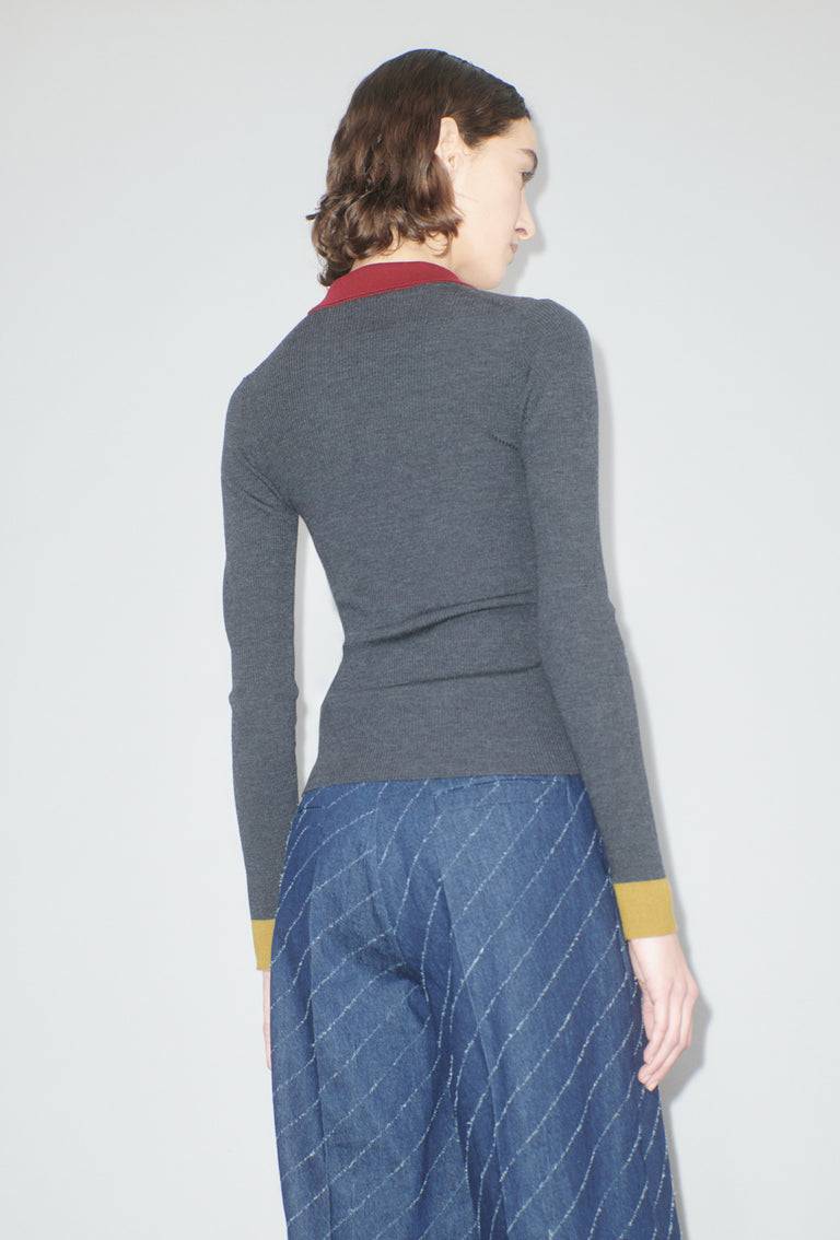 Odeeh Stretch Merino Cardigan, Charcoal