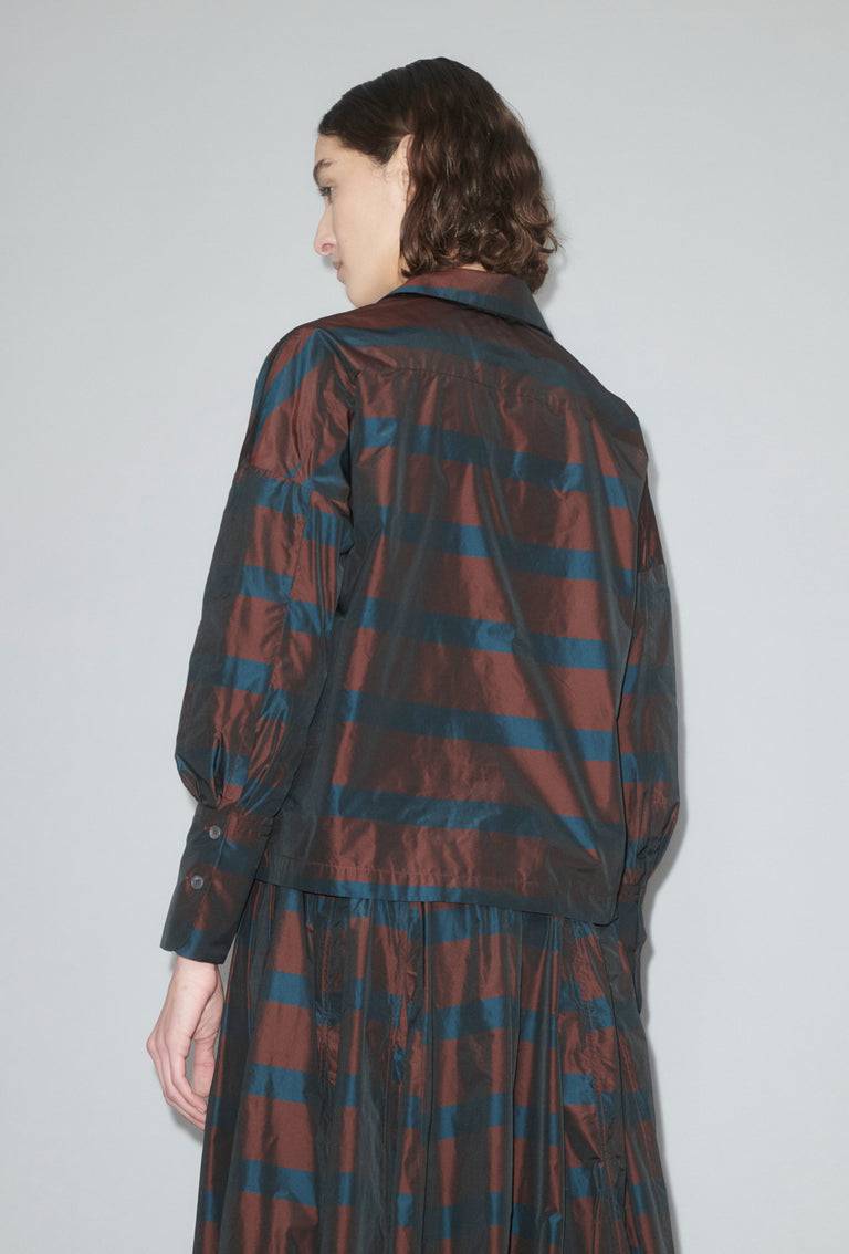 Odeeh Striped Taffeta Bluse, Burgundy