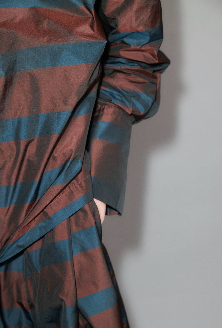 Odeeh Striped Taffeta Bluse, Burgundy
