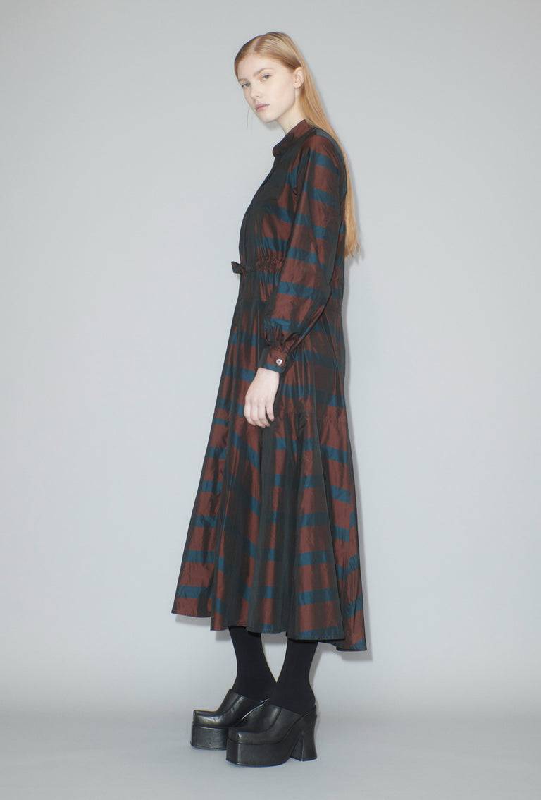 Odeeh Striped Taffeta Kleid, Burgundy