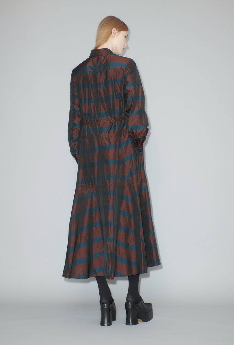 Odeeh Striped Taffeta Kleid, Burgundy