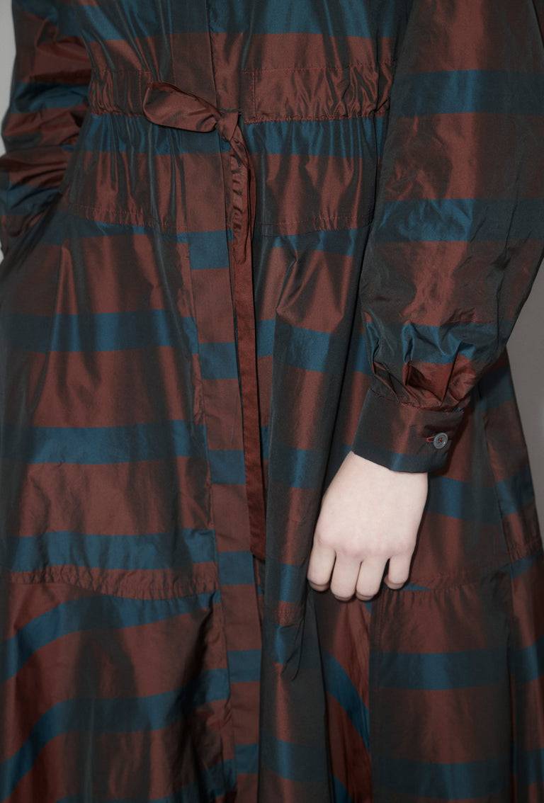 Odeeh Striped Taffeta Kleid, Burgundy