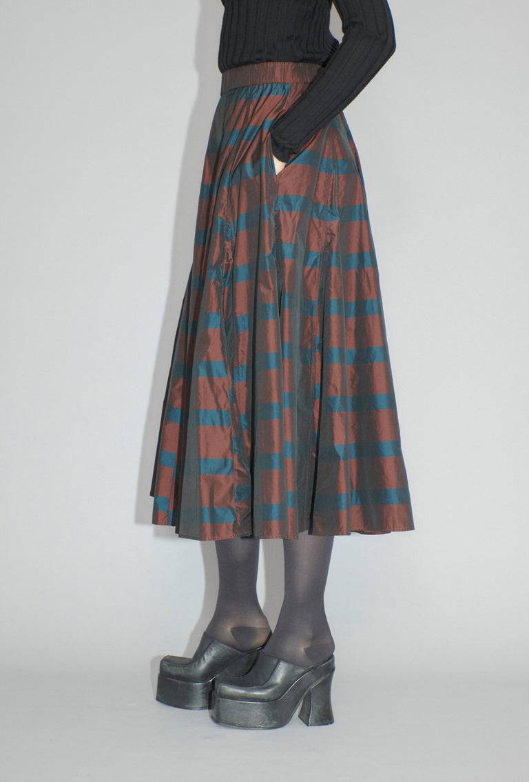Odeeh Striped Taffeta Rock, Burgundy