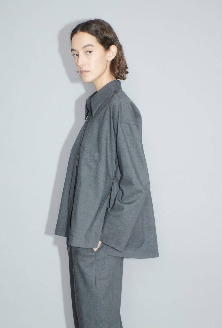 Odeeh Super Light Wool Bluse, Charcoal