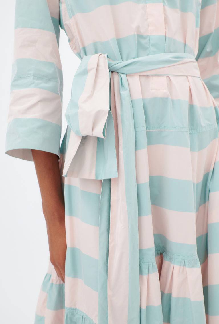 Odeeh Taffeta Block Stripe Kleid, Sorbet