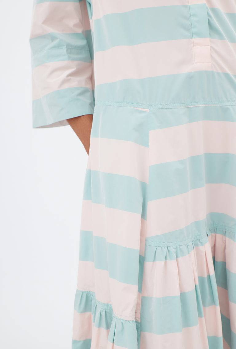 Odeeh Taffeta Block Stripe Kleid, Sorbet