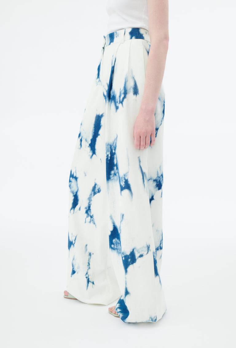 Odeeh Tie Dye Denim "Made In Italy" Hose, Blue White