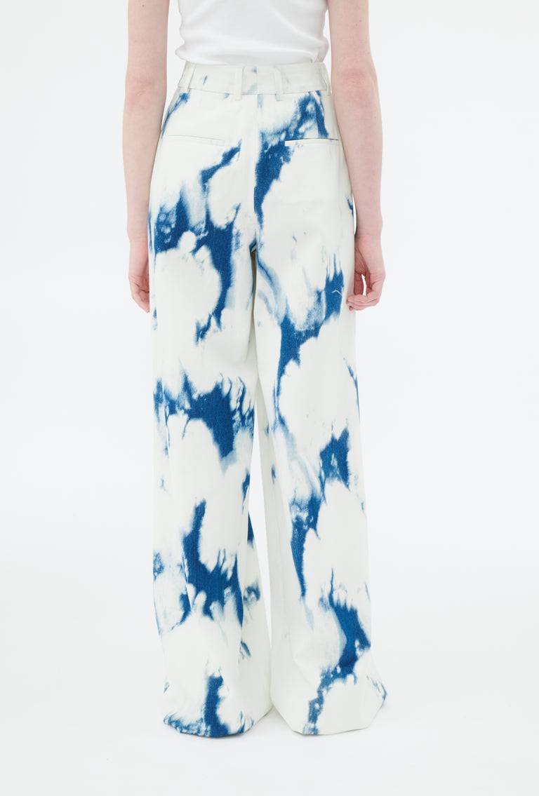 Odeeh Tie Dye Denim "Made In Italy" Hose, Blue White