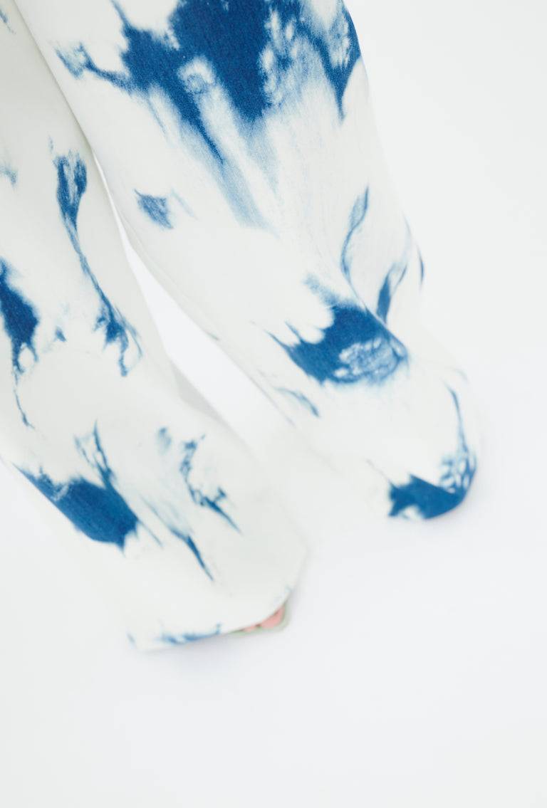 Odeeh Tie Dye Denim "Made In Italy" Hose, Blue White