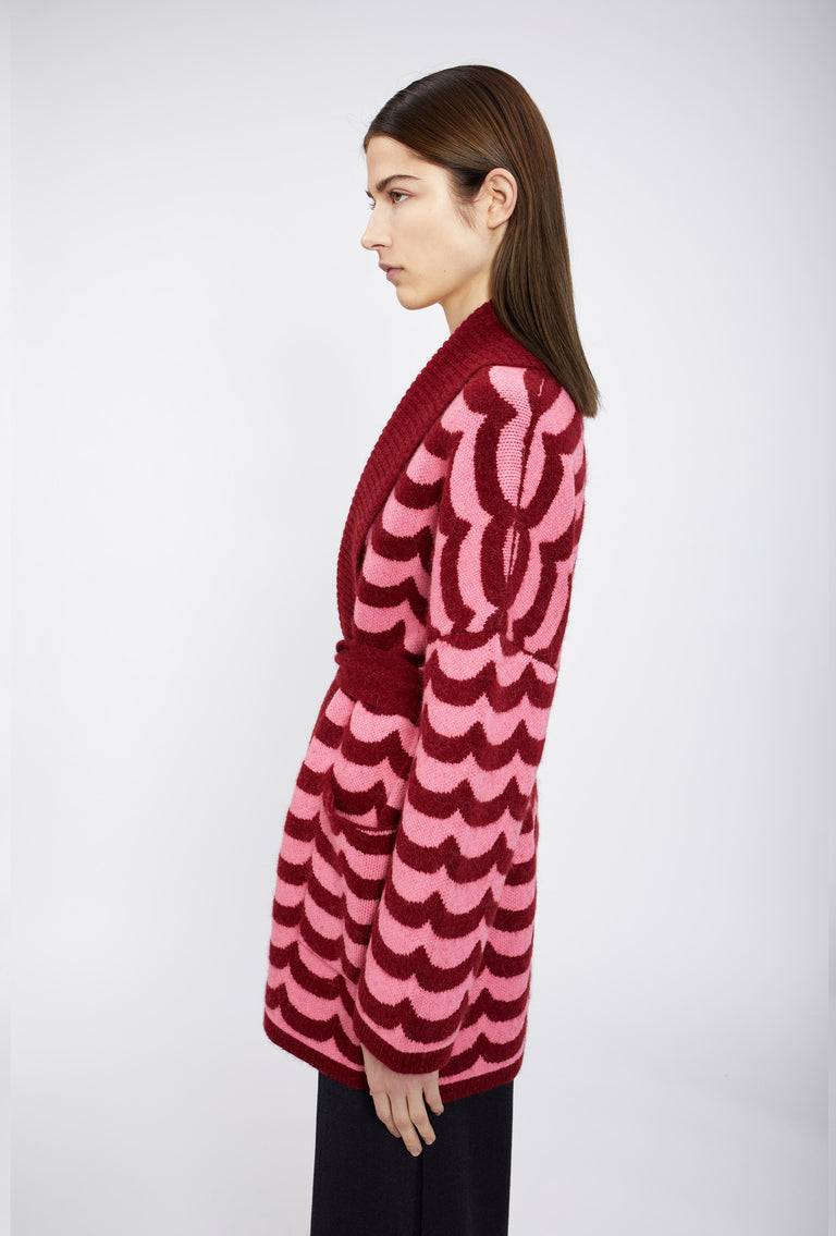 Odeeh Waves Cardigan, Pomegranate